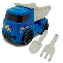 Caminhão Caçamba Basculante c/ Pá e Rastelo Brinquedo Infantil