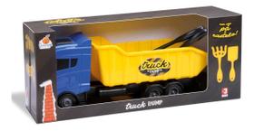 Caminhão Caçamba Truck Dump C/ Pá e Rastelo Infantil - Orange Toys