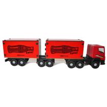 Caminhão Carreta Brinquedo Grande Bitrem 65cm Madeira