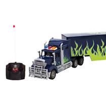 Caminhão Carreta com Controle Remoto - Big Truck com Luz - Azul - 60cm - Unik Toys