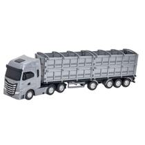 Caminhão Carreta Graneleiro 50cm Grande - Iveco S-Way Laterais Articuladas Rodas Livres Brinquedo Infantil - Usual Caminhão Carreta Graneleiro 50cm Grande - Iveco S-Way Laterais Articuladas Rodas Livres Brinquedo Infantil - Usual