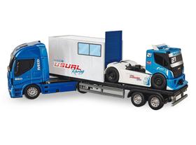 Caminhão Carreta Iveco Racing com Caminhão Truck Corrida Usual Brinquedos
