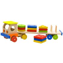 Caminhão Carreta Pedagógica Educativo Madeira Formas Geométrica Montessoriano