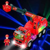 Caminhão Carro de Bombeiros Com Sons de Sirene Real Luzes 4D - Toy King
