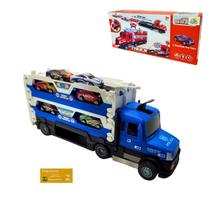 Caminhao Catapulta com Lancador Toyking Azul com Branco com Luz Som Mini Carrinhos e Acessorios Caminhao Catapulta com Lancador Toyking Azul com Branco com Luz Som Mini Carrinhos e Acessorios