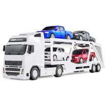 Caminhão Cegonha de Brinquedo 4 Pickups Cegonheira Realista