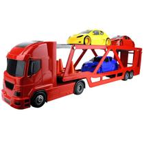 Caminhão Cegonha De Brinquedo Com 3 Carros C/ Fricção Cones - Silmar Brinquedos