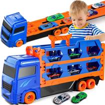 Caminhão Cegonha Lançador Carrinho Pista Gigante Menino