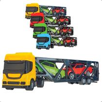 Caminhão Cegonheira 1 Carreta C/ 2 Carrinhos Brinquedo Bs Toys