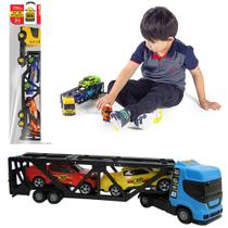 Caminhao cegonheira com 2 carros roda livre colors na solapa - BS TOYS