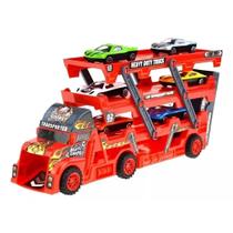 Caminhão Cegonheira Com 6 Carrinhos De Metal Fricção Shiny Toys