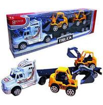 Caminhao cegonheira com trator retroescavadeira a friccao super truck na caixa - Pica Pau Caminhao cegonheira com trator retroescavadeira a friccao super truck na caixa - Pica Pau