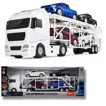 Caminhão Cegonheira Diamond Truck Com 4 Pick Ups Grande 66Cm