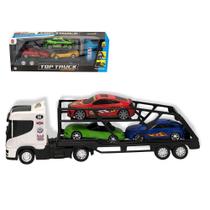 Caminhão Cegonheira Grande Com 3 Carrinhos - Branco Caminhão Cegonheira Grande Com 3 Carrinhos - Branco