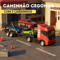 Caminhão Cegonheira Grande com 3 Carrinhos - Vermelho