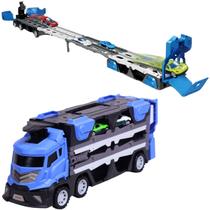 Caminhão Cegonheira Pista de Carrinhos Corrida Lançador Azul - Castela