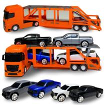 Caminhão Cegonheiro com 4 Carrinhos pick-up Brinquedo infantil Carrinhos