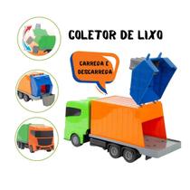 Caminhão Coletor De Lixo Carrega Descarrega Brinquedo