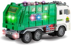 Caminhão Coletor De Lixo Com Som E Luzes 4D - Verde