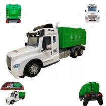 Caminhão Coletor De Lixo Entulho Reciclado Carro Controle Remoto Luzes Escala 1:18 - Cks