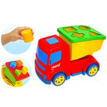 Caminhão Com Blocos Didáticos De Encaixar Coleção Happy - Usual Brinquedos