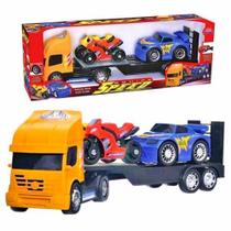 Caminhão Com Moto e Carrinho Equipe Speed - Usual Brinquedos