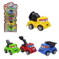 Caminhao construcao a friccao pull back cart truck com 4 pecas na cartela