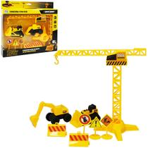 Caminhao construcao a friccao pull back com acessorios truck 8 pecas na caixa