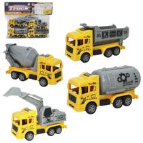 Caminhao construcao a friccao pull back engineering truck com 4 pecas