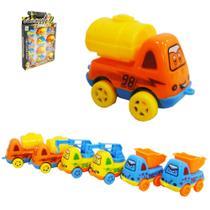 Caminhao construcao a friccao pull back sortidos com 12 pecas