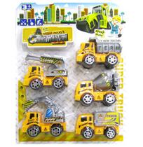 Caminhao construcao a friccao pull back superior trucks com 6 pecas