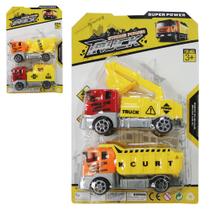 Caminhao construcao a friccao pull back truck sortidos com 2 pecas na cartela
