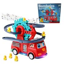 Caminhão de Bombeiro Brinquedo Bate e Volta Com Pista Patinho Som e Luz Caminhão de Bombeiro Brinquedo Bate e Volta Com Pista Patinho Som e Luz