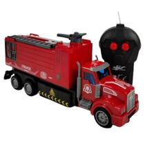 Caminhão de Bombeiro Brinquedo Infantil Com Controle Remoto 3 Funções Frente e Ré Clássico Caminhão de Bombeiro Brinquedo Infantil Com Controle Remoto 3 Funções Frente e Ré Clássico