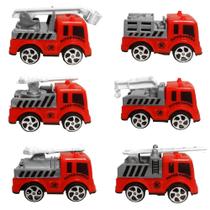 Caminhão de Bombeiro Infantil Kit 6 Carrinhos a Fricção Caminhão de Bombeiro Infantil Kit 6 Carrinhos a Fricção