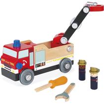 Caminhão de Bombeiros com 45 peças Brico Kids - Madeira - Janod J06469