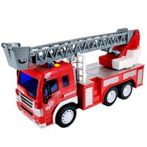 Caminhão de Bombeiros Com luz e Som Escada Sobe Gira 1:16 Brinquedo Infantil Shiny Toys 000435