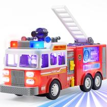 Caminhão de bombeiros de brinquedo JOYIN LED com projeções de LED e sirenes para crianças