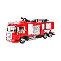 Caminhão De Bombeiros Elétrico Com Controle Remoto Para Crianças Com Som E Luz De Spray De Água