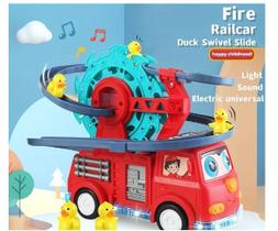 Caminhão De Bombeiros Elétrico Universal Para Crianças Roda Gigante De Pato Deslizante/Andar De Brinquedo De Música Leve - Toy