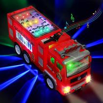 Caminhão de bombeiros Toy 4d Lighted - Caminhão elétrico de