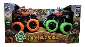 Caminhão de brinquedo Aeromax Dino-Faur Mini T-Rex e Triceratops, pacote com 2 unidades Caminhão de brinquedo Aeromax Dino-Faur Mini T-Rex e Triceratops, pacote com 2 unidades