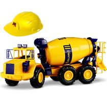 Caminhão de Brinquedo Betoneira 70cm + Manivela para Girar e Capacete Infantil