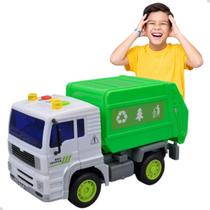 Caminhao de Brinquedo Coleta de Lixo Caminhaozinho Caçamba Fricção Som e Luz Infantil Menino