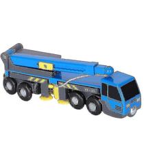 Caminhão de brinquedo com guindaste de elevação compatível com trilhos de trem de madeira Caminhão de brinquedo com guindaste de elevação compatível com trilhos de trem de madeira
