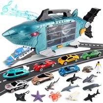 Caminhão de brinquedo DeAO Shark Transporter com 8 veículos e animais Caminhão de brinquedo DeAO Shark Transporter com 8 veículos e animais