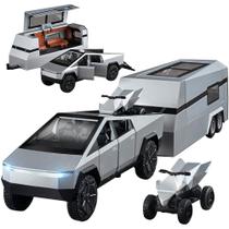 Caminhão de brinquedo EROCK Pickup Trailer RV Metal fundido sob pressão com luz sonora