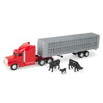Caminhão de Brinquedo ERTL 1:64 Caminhão Vermelho com Reboque para Gado Caminhão de Brinquedo ERTL 1:64 Caminhão Vermelho com Reboque para Gado