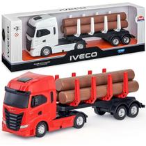 Caminhão de Brinquedo Iveco com Toras de Madeira 40cm Caminhão de Brinquedo Iveco com Toras de Madeira 40cm