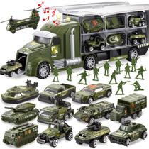 Caminhão de brinquedo JOYIN Green Military com 12 veículos fundidos sob pressão para crianças a partir de 3 anos
